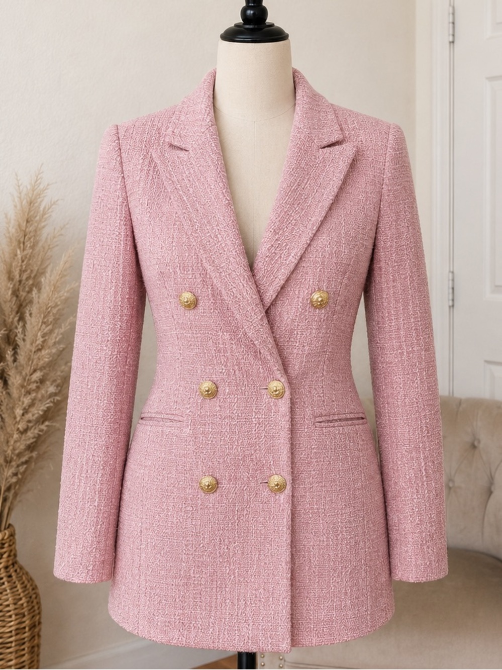 Cicy Bell Pink Tweed Blazer size xl